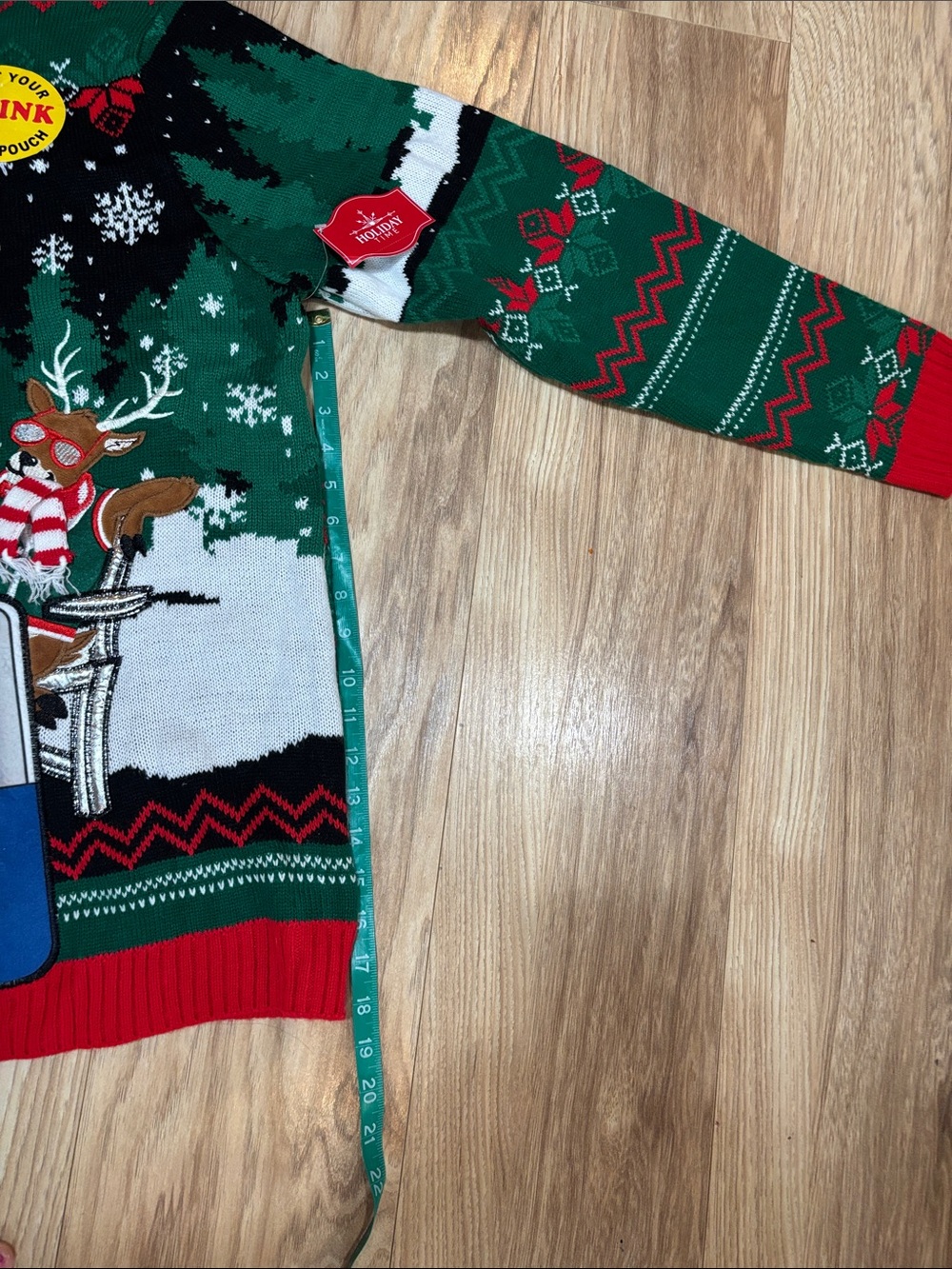 Men's XL Christmas Ugly Green & Red Holiday Reindeer Sweater - Picture 10 of 11